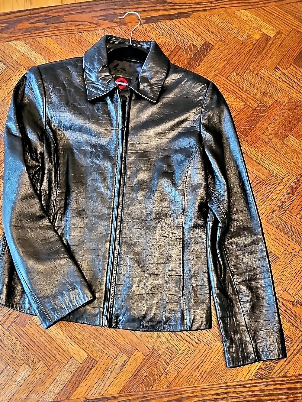 Black Zip Front Leather Jacket Like New